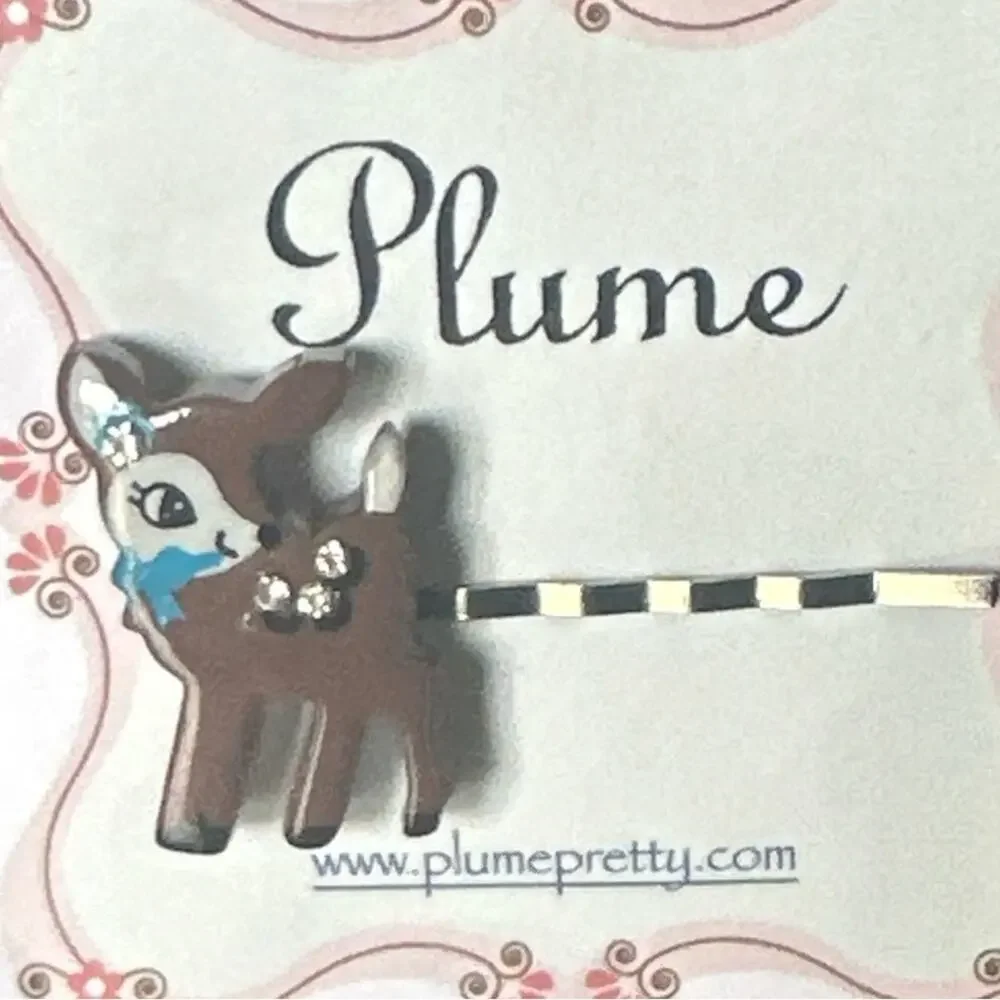 Girls Brown Deer Hairpin Whimsical Forest Animal Bambi Like Hair Accessory